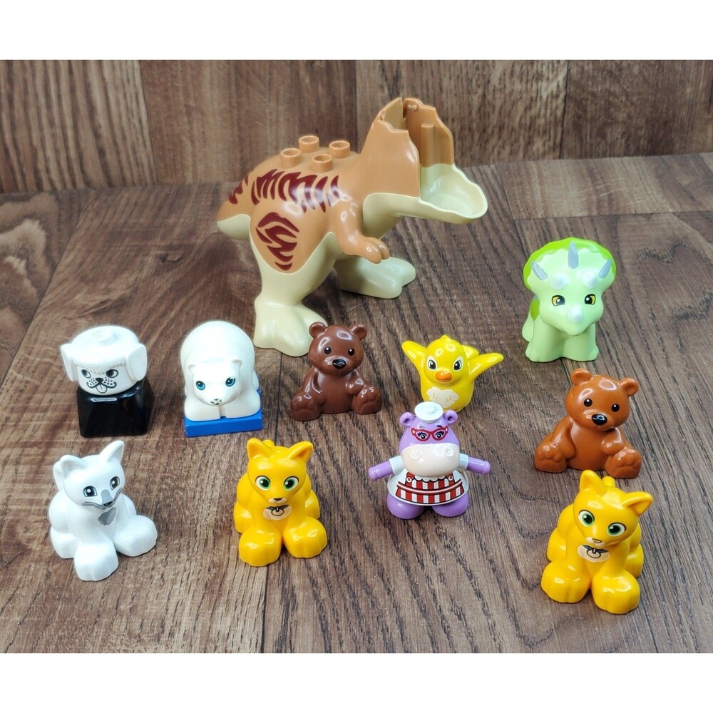 Lego Duplo Zoo Farm Animals and Dinosaur Lot of 11 Figures